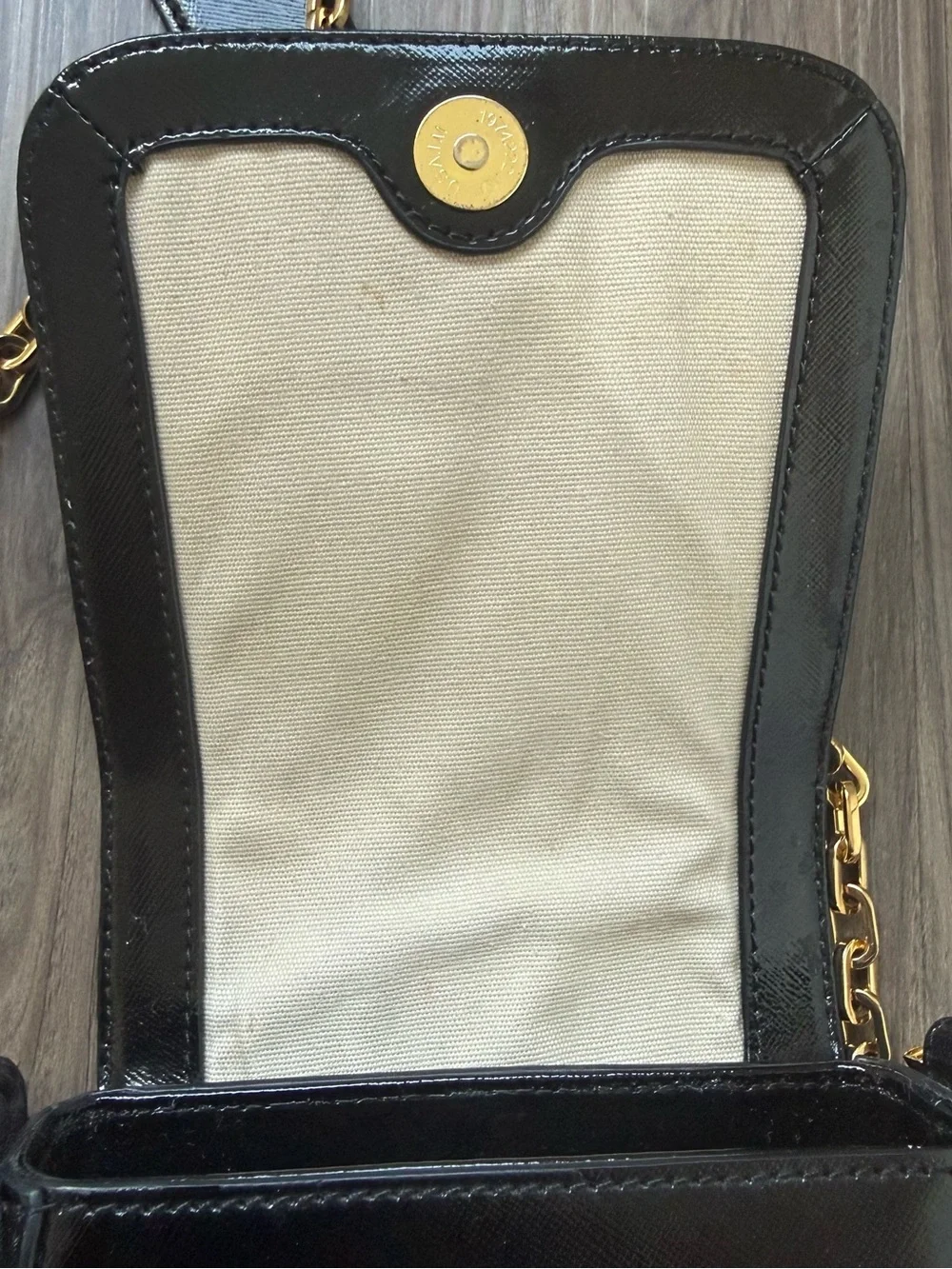 Tory Burch Black Leather Crossbody with Gold Chain Strap